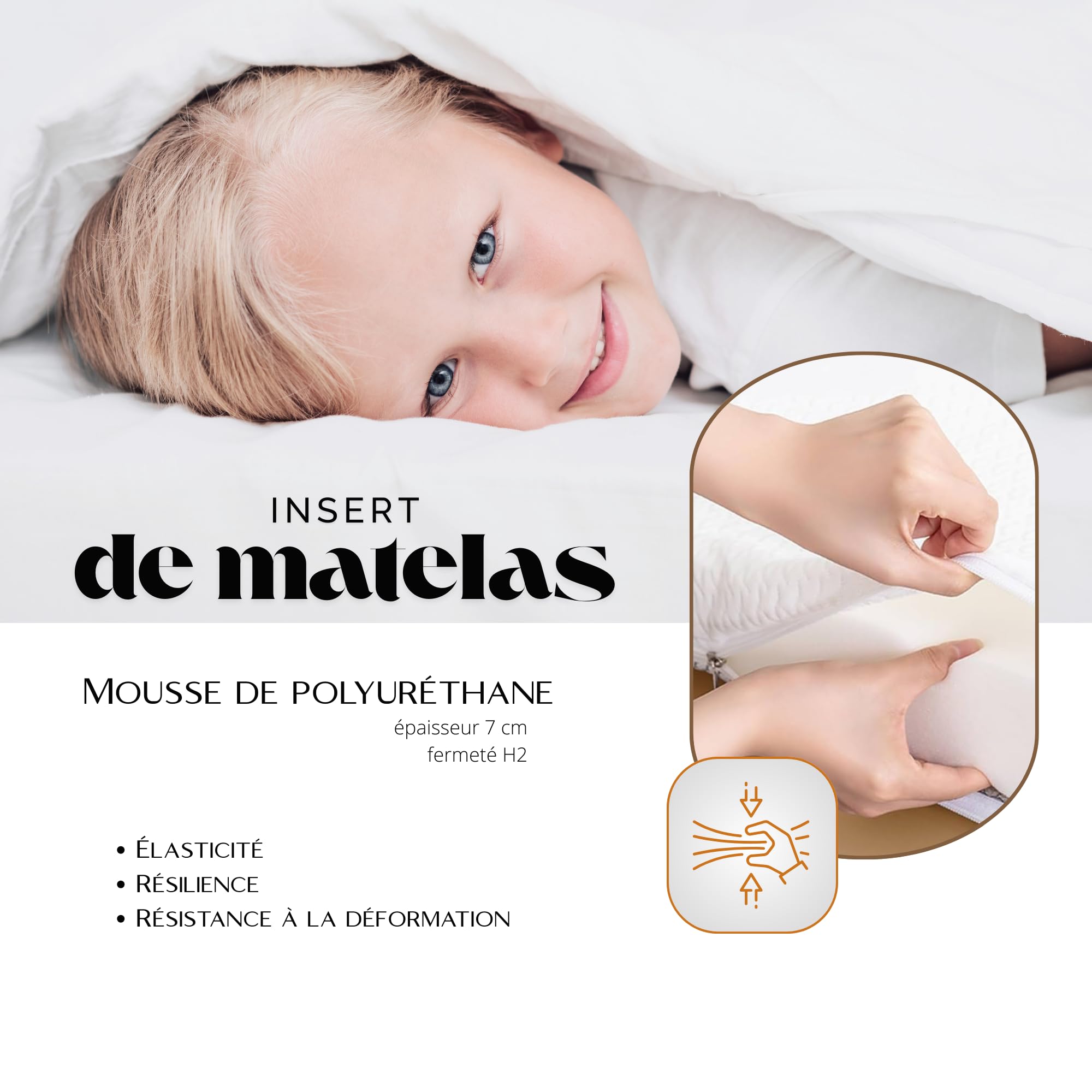 KOBI Matelas en Mousse 80x160, Matelas de lit, H2 Semi-Flexible, pour Chambre d'enfant, Double Face, Respirant, déhoussable