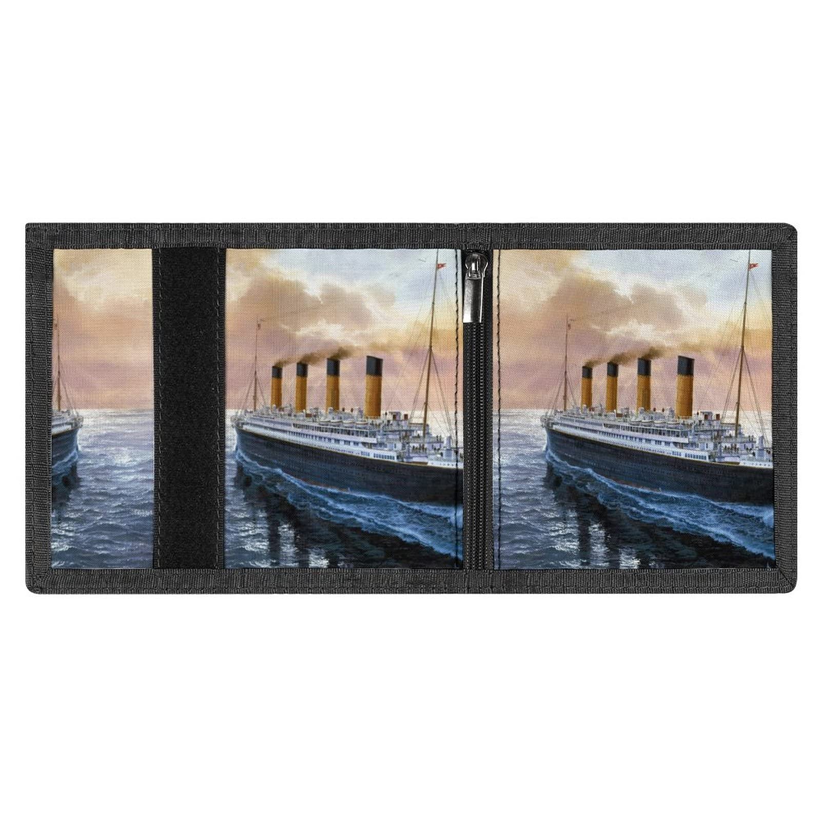 Retro Titanic Trifold Wallet - Personalized Polyester, Zipper Pocket, Card Holder For Men & Women - View #5