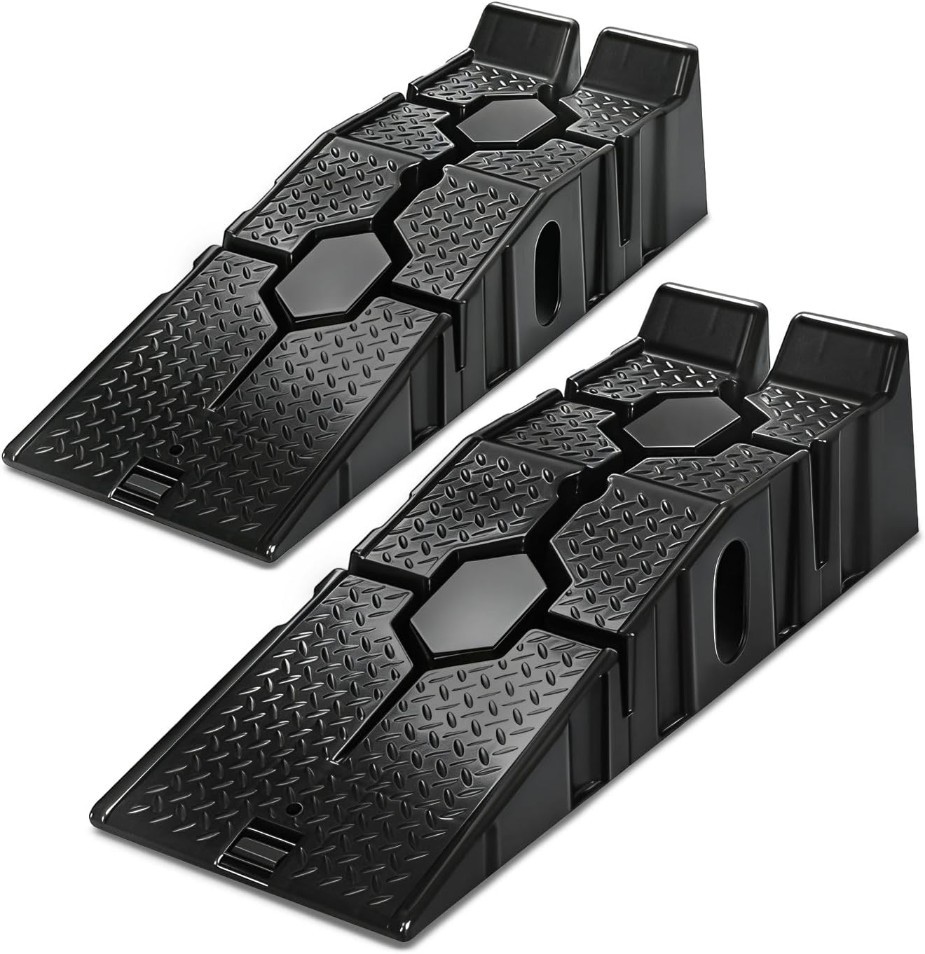 DNA Motoring 7" Car Lift Ramp, 9" Working Width, 2-Pack Vehicle Parking Ramp Stand - 5000 LBS G.V.M Capacity, Multifunctional Portable Ramp for Car Service, TOOLS-00816-B