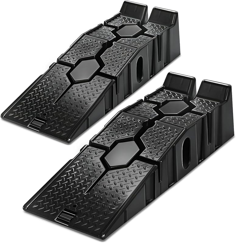 Rampa de elevación para automóviles de 7", ancho de trabajo de 9", soporte de rampa de estacionamiento para vehículos de 2 paquetes - Capacidad de 2.5 T G.V.M para un par, rampa portátil multifuncional para servicio de automóviles, TOOLS-00816-B