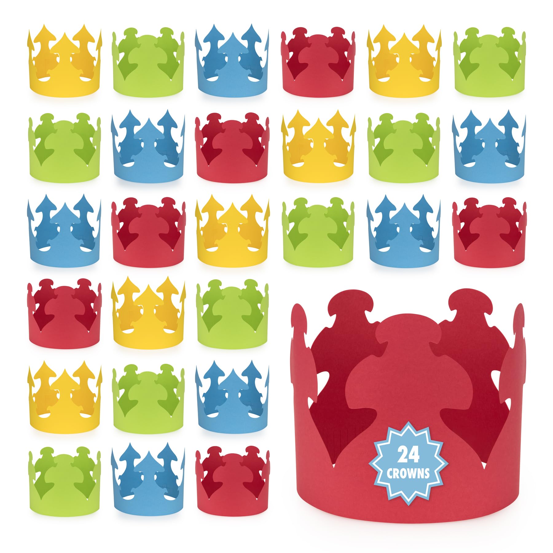 Hygloss Bright Colors Paper Crowns 24 Pack - Paper Crowns for Kids to Decorate - Craft Activity - Blank Crown for Adults - Perfect for Parties, Celebrations - DIY Crown Crafts