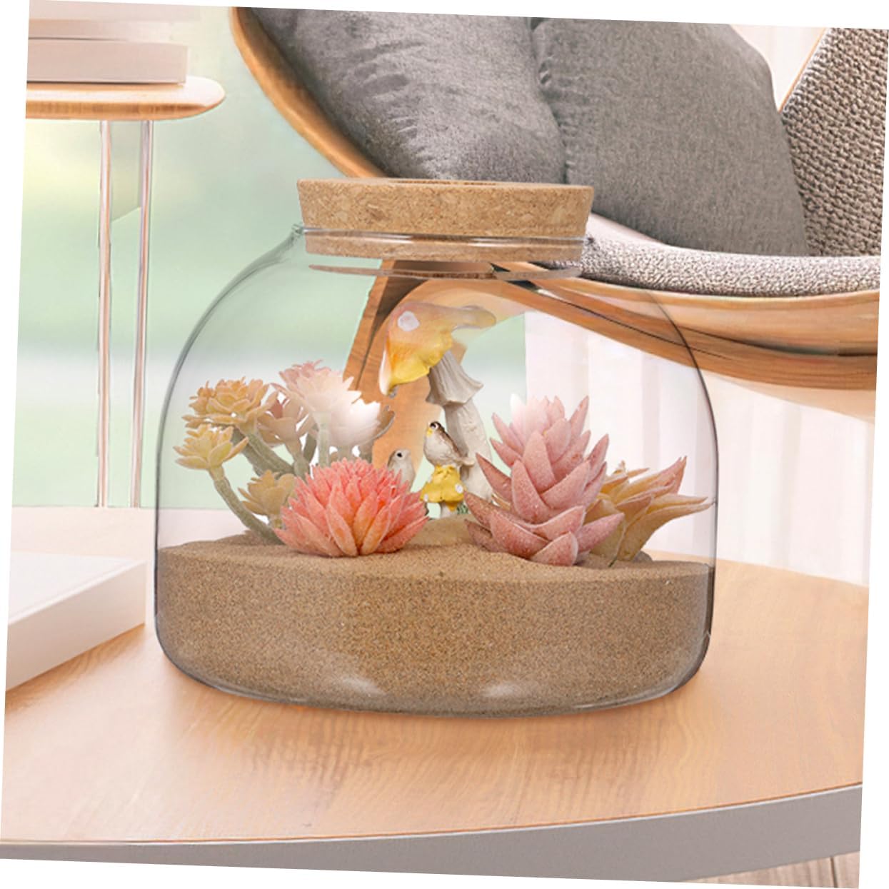 2pcs Glass Terrarium Bottle Cork Stopper for Landscaping Decorative Container for and Moss Plants Space-saving Design for Decor