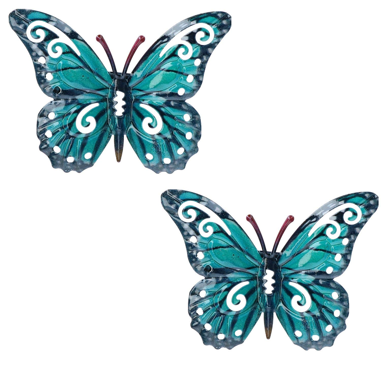 AB Tools Small Blue Metal Butterfly Garden/Home Wall Art Ornament 11x8.5cm 2pk