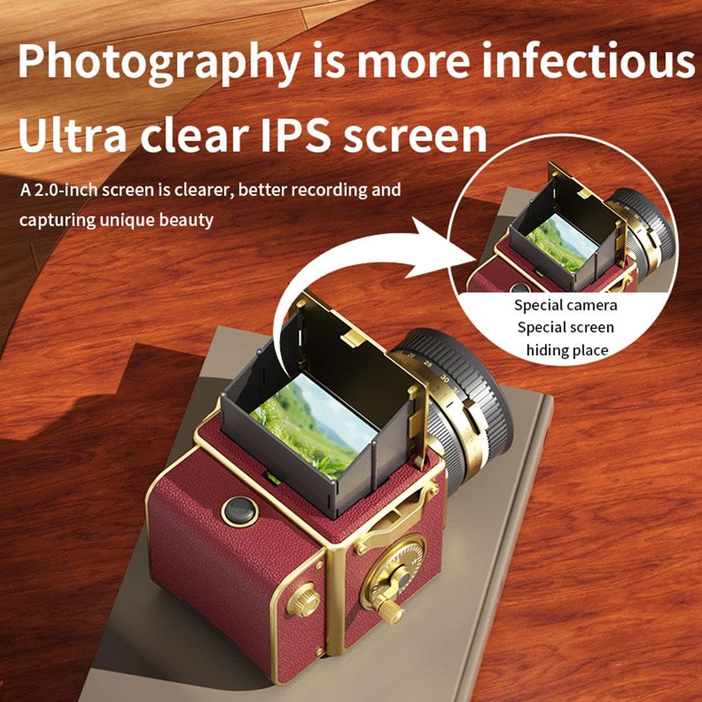 4K Dual-Lens Retro Digital Camera, Portable Mini Vlogging Camera with CCD Sensor, 16X Digital Zoom & OTG Share, Compact LCD Display for Beginners and Content Creators (Red) - 5