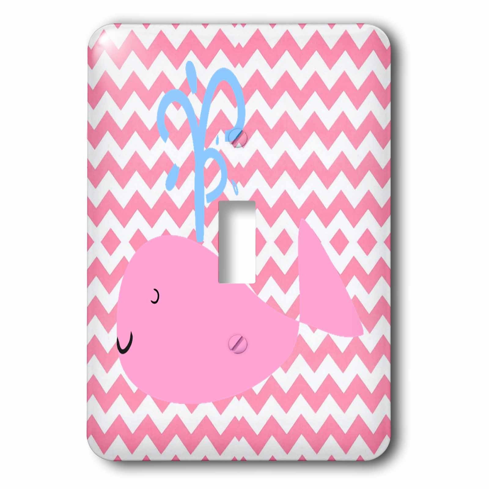 Impression de baleine rose sur chevron pour interrupteur de chambre d'enfant 3drose