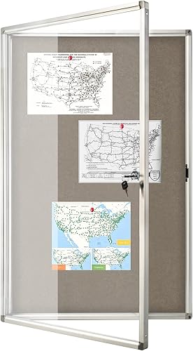 Miniatura 10 de BEST BOARD Tablero de anuncios cerrado con pinboard, tablero de anuncios de corcho con cerradura para oficina escolar, vitrina de pared con