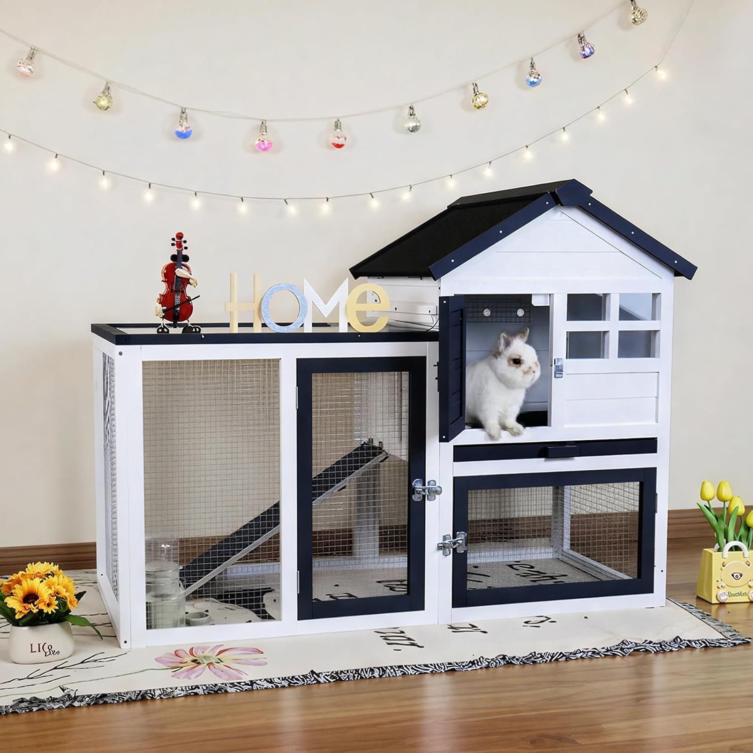 Rabbit Hutch Indoor/Outdoor Cage with Mesh Floor
