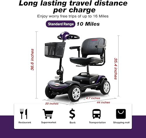 Miniatura 2 de Metro Mobility Patinete eléctrico de 4 ruedas para adultos, 300 libras de capacidad, scooters motorizados de movilidad para personas mayores,