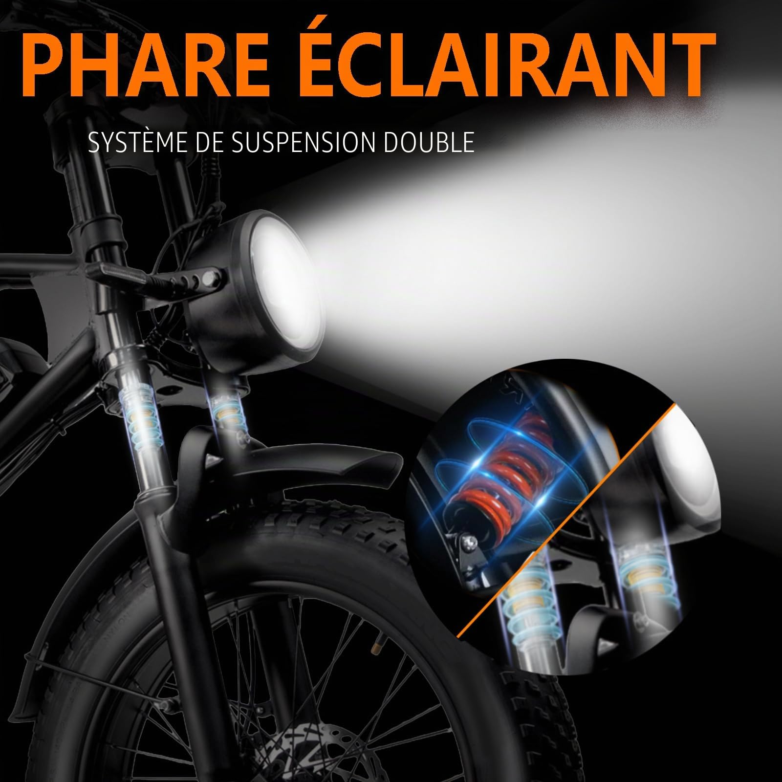 Vélo électrique pour adulte - Pour homme et femme - Batterie au lithium 48 V 18,2 Ah - Longue portée - 7 vitesses - Pour VTT, plage et neige