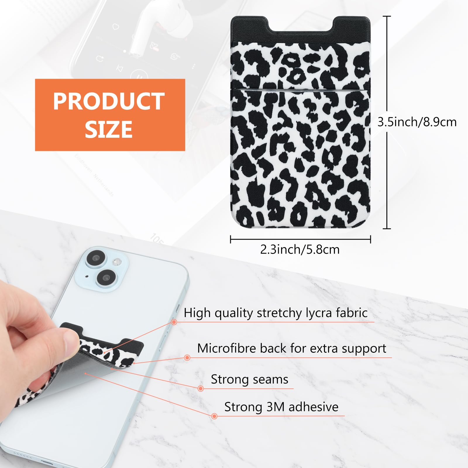 Paquete de 3 bolsillos adhesivos para teléfono celular, soporte para tarjetas de crédito para la parte posterior del teléfono, cartera para tarjetas adhesiva [doble seguridad] con adhesivo 3M para