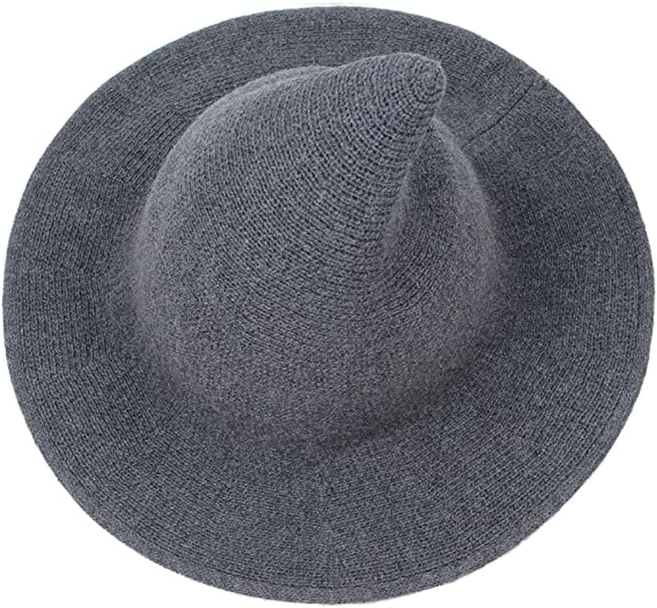 Womens Witch Hat for Halloween Cosplay Costume Accessory Foldable Wool Knit Wide Brim Wizzard Hat Cap - Image 2