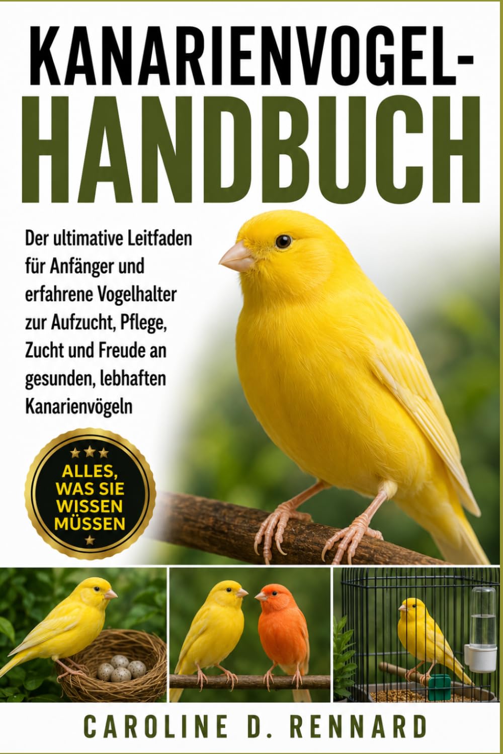 KANARIENVOGEL-HANDBUCH: Der ultimative Leitfaden für Anfänger und erfahrene Vogelhalter zur Aufzucht, Pflege, Zucht und Freude an gesunden, lebhaften Kanarienvögeln