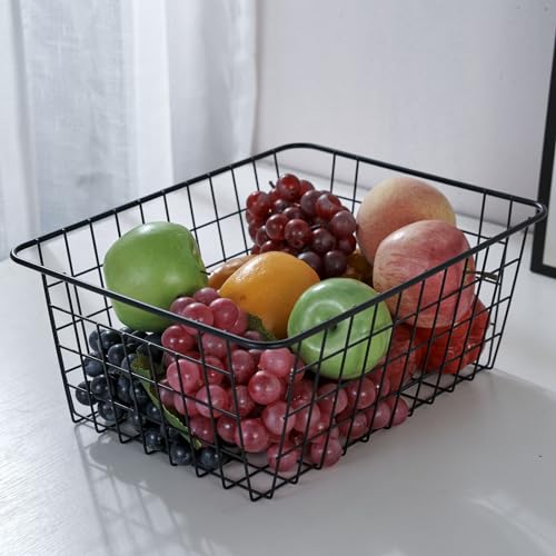 JUNCHU CHERRY 【Extra Large】Wire Kitchen Storage Basket 4 Packs,Perfect Pantry Organization Accessories Baskets,Laundry,Suitable for Countertop, Kitchen, Bedroom, Bathroom,Black by JUNCHU CHERRY - Image 5