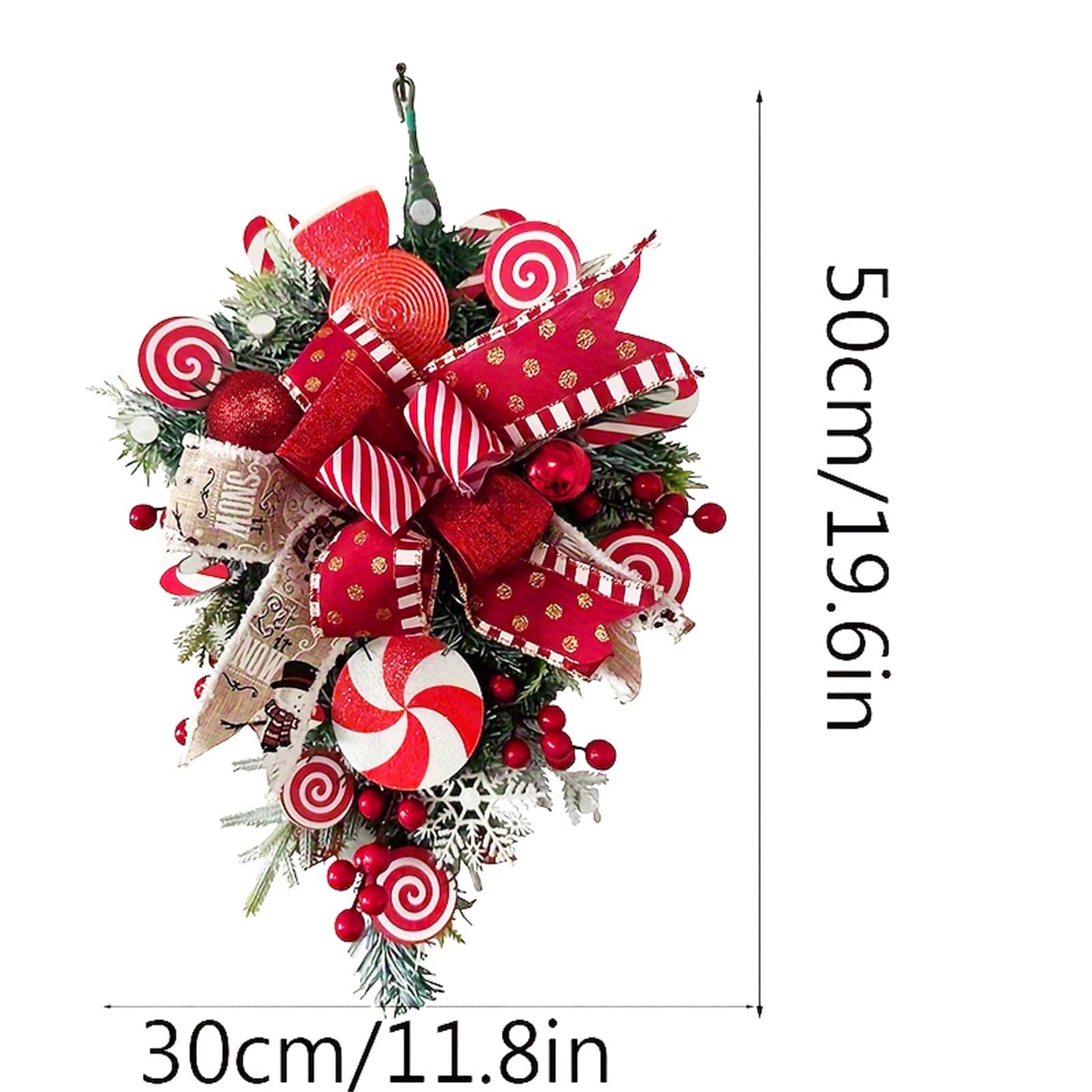 Amazon.com: Christmas Candy Cane Teardrop Swag Wreath Artificial