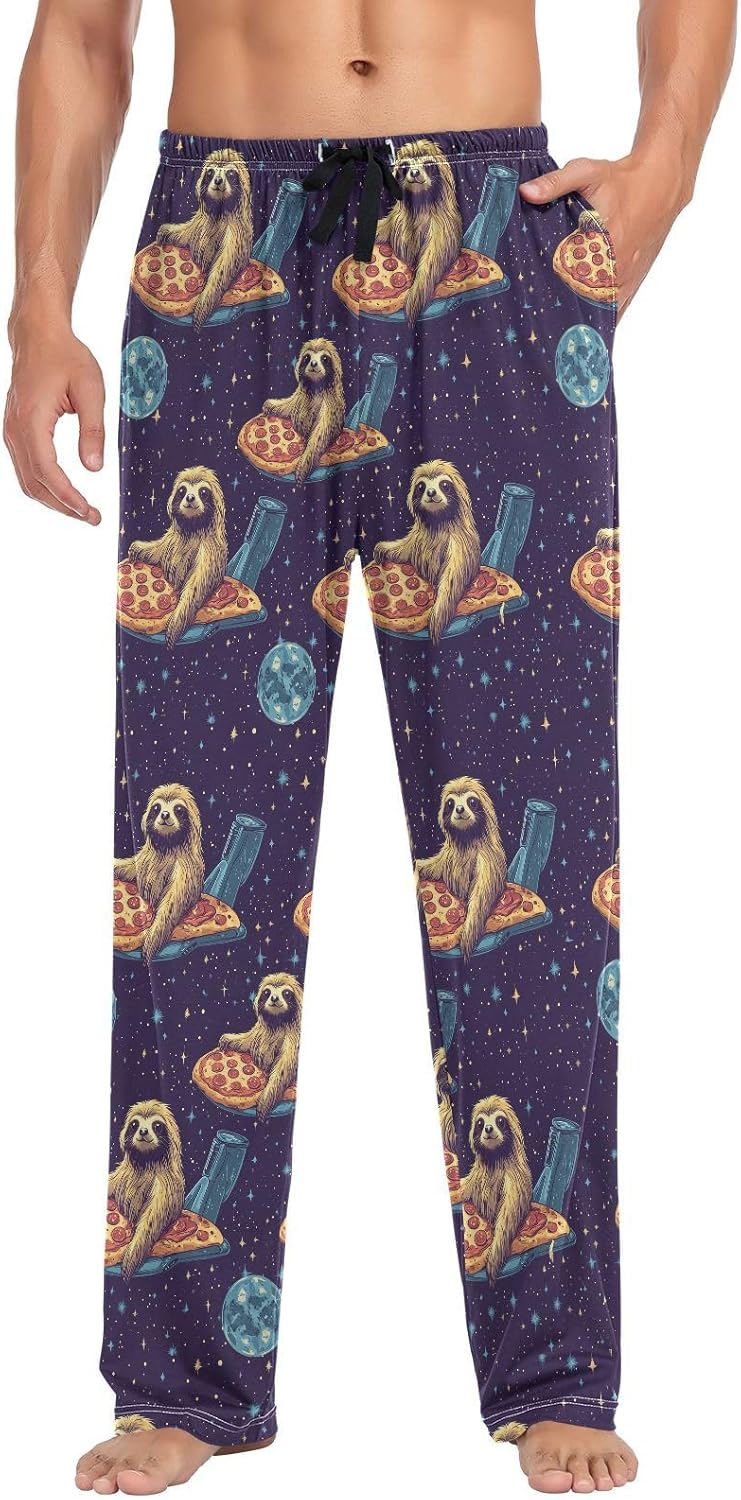 Cute Baby Sloths Sleeping Pajama Pants Blue Red Christmas Ball Men's Pajama Bottoms Lounge Sleepwear PJs Sleep Pants M - Image 3