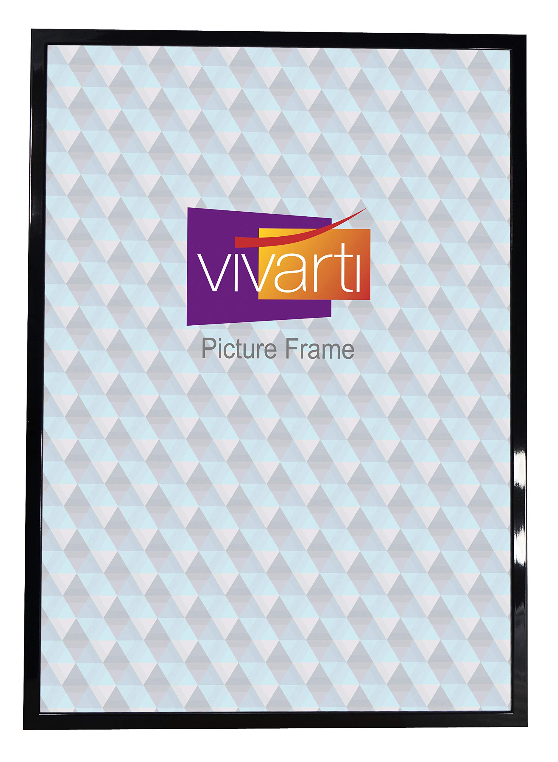 Vivarti Gloss Black Thin Picture Frame (Poster Size, 61 X 91.5 Cm) Portrait Or Landscape Photo Frame With Clear Styrene Sheet & Wall Mounted Hook For Photos, Pictures, Posters, Decor, Certificate Frame