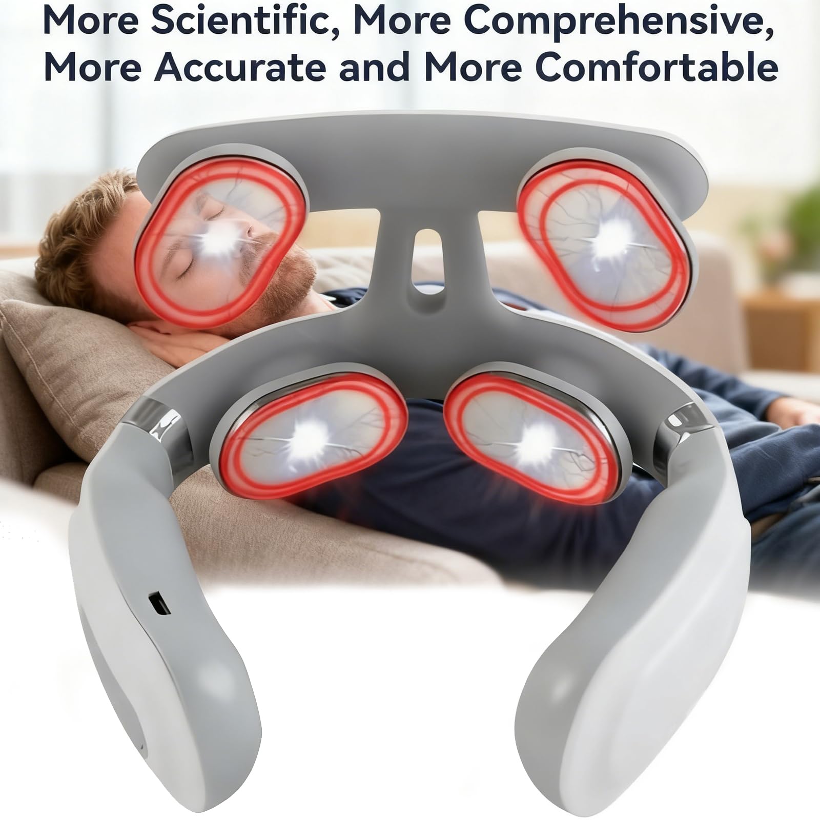 Masseur Cervical Électrique à Impulsions, 6 Modes de Massage & Chauffant, 16 Niveaux de Force Réglables, Massage Cou Portable Vocale pour Soulage les Douleurs Cervicales et les Raideurs Épaule (1 pcs)