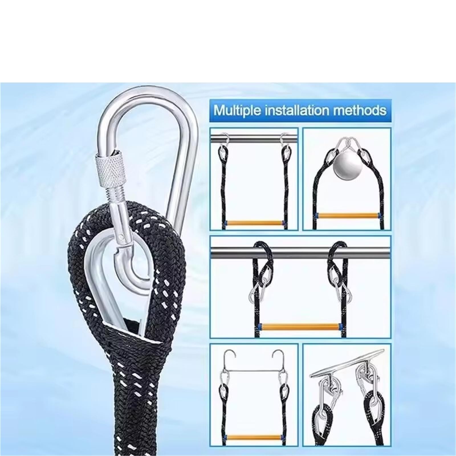 Boat Rope Ladder Scaletta Portatile for Barca, Pieghevole, a 4 gradini, con Corda l'imbarco