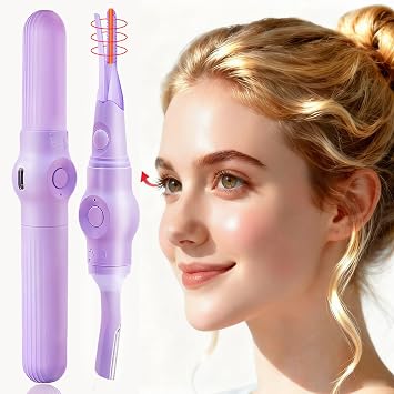 Heated Eyelash Curler-3 Temp Modes 50-80C LED Display, Electric Eye Lash Curler for 24H Long Lasting, Type-C Rechargeable Heated Lash Curler for Natural Thick Lashes, Makeup Gift,Light Purple