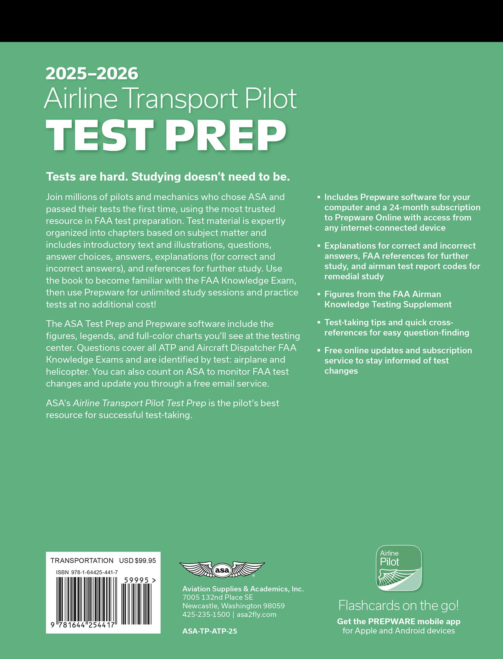 Airline Transport Pilot Test Prep 2025-2026: Paperback Plus Software—pass Your FAA Exam