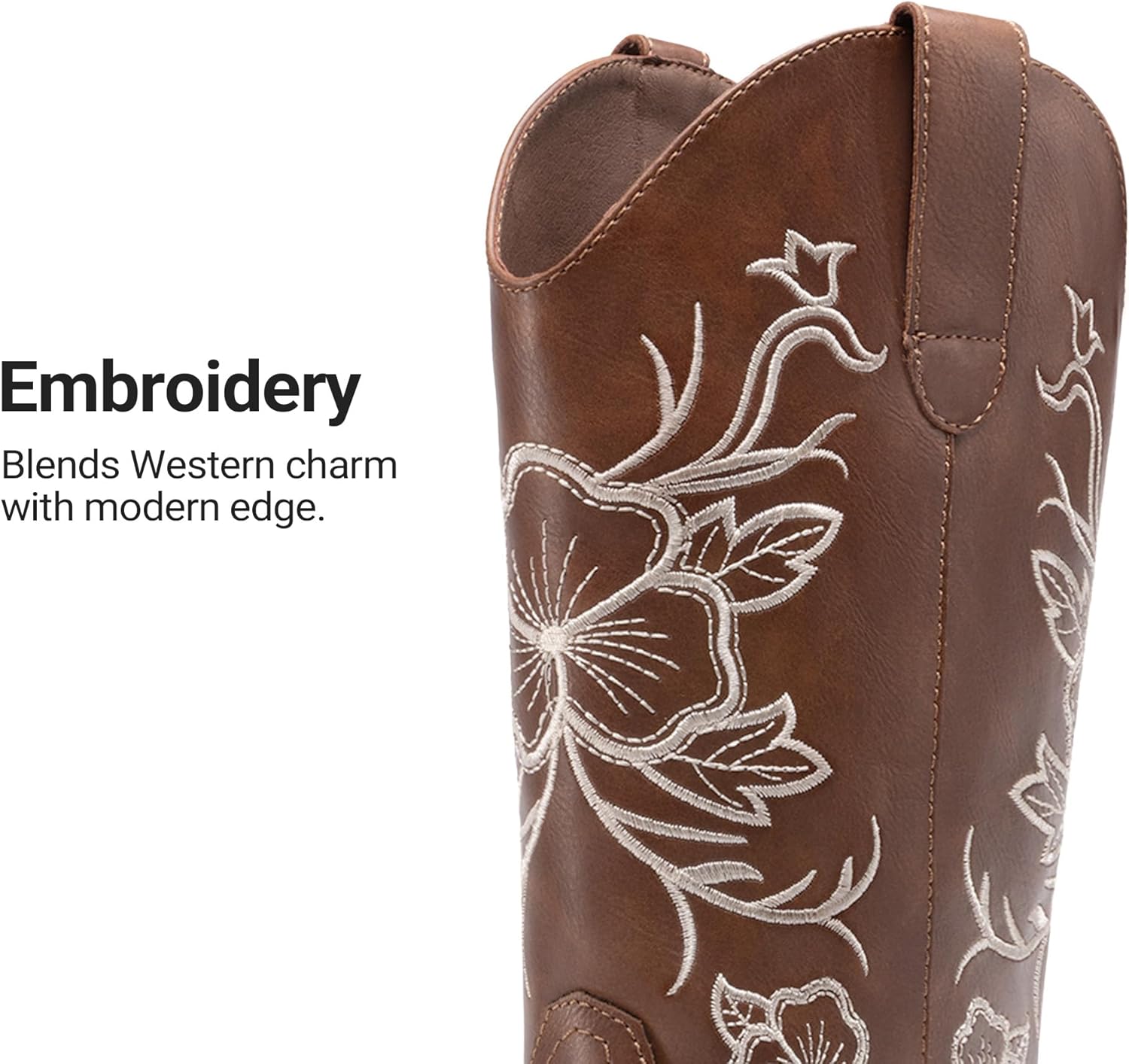 DREAM PAIRS Women's Western Cowboy Boots Square Toe Embroidered Mid Calf Boots Western Chunky Low Heel for Country Music Festivals Theme Party and Concert - Image 7