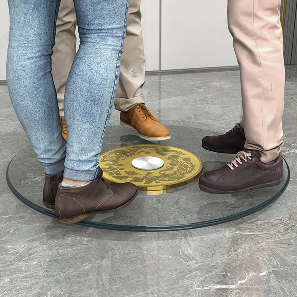 FREAZE 100cm Pesante Vassoio Girevole Lazy Susan Piatto Rotante per Cucina, Trasparente Vetro Piatto da Portata con Bearing Silenzioso, Vassoio da Servizio (Size : 60cm/24in)