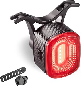 ROCKBROS Smart Bike Tail Light Brake Sensing Bicycle Rear Lights for Night Riding USB Rechargeable IPX6 Waterproof Bright LED Bike Light 260mah for Cycling Safety Road Bicycle Taillight 4 Modes