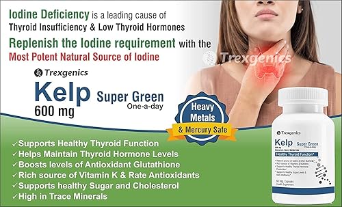 Miniatura 5 de A.K. Trexgenics Extracto de algas superverdes, soporte tiroideo vegano y sin gluten (60 Vcaps)