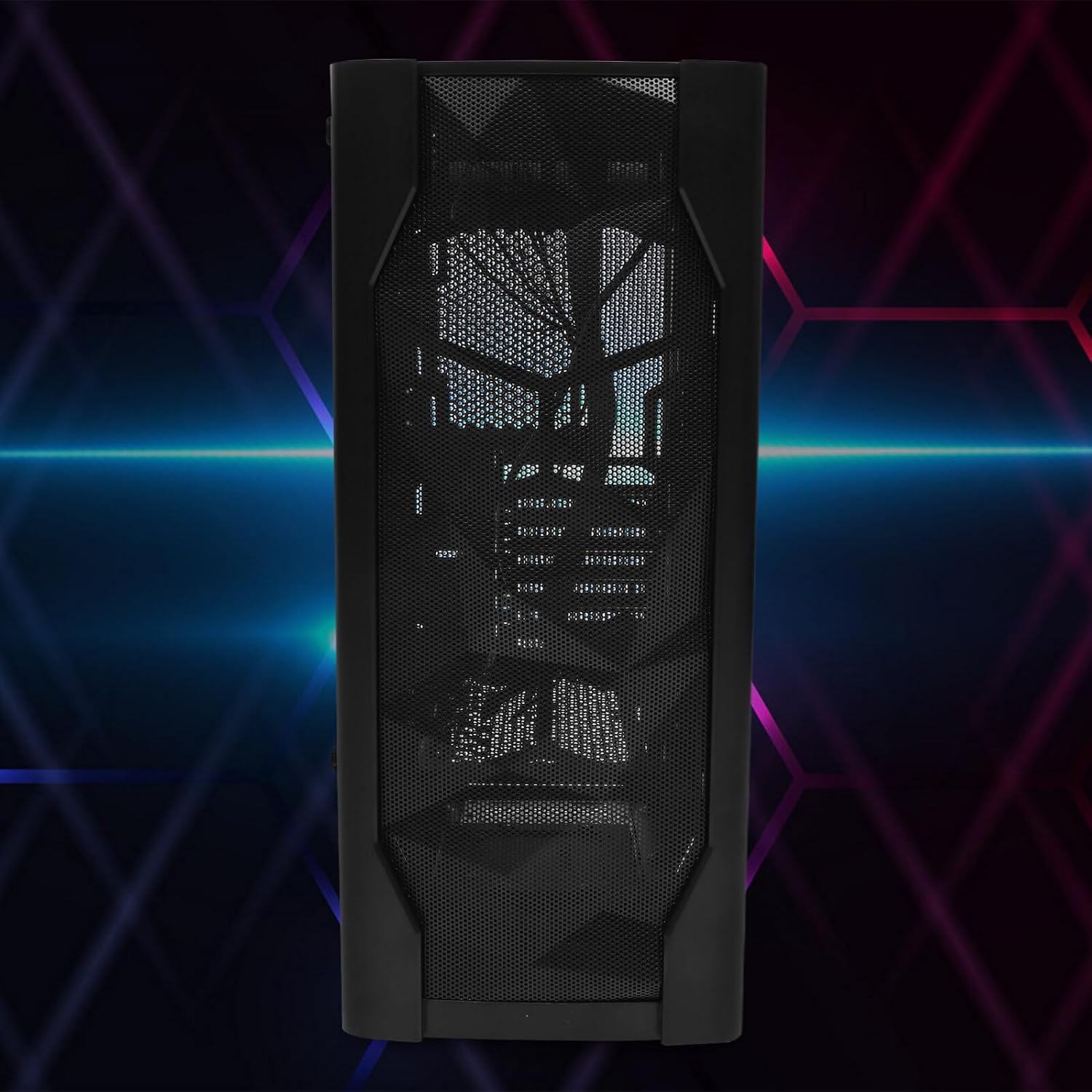 Gaming Computer Chassis ATX Full Tower Case with Tempered Glass Side Panel for Desktop PC Water Cooling Compatible with Large Motherboards, Black Ice Pattern for Home and Office