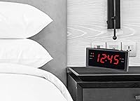 Vista 4 de HANNLOMAX Radio despertador HX-151CR, radio PLL AM/FM, alarma dual, pantalla LED roja de 1.2 pulgadas, solo operación de CA. (gris plateado)