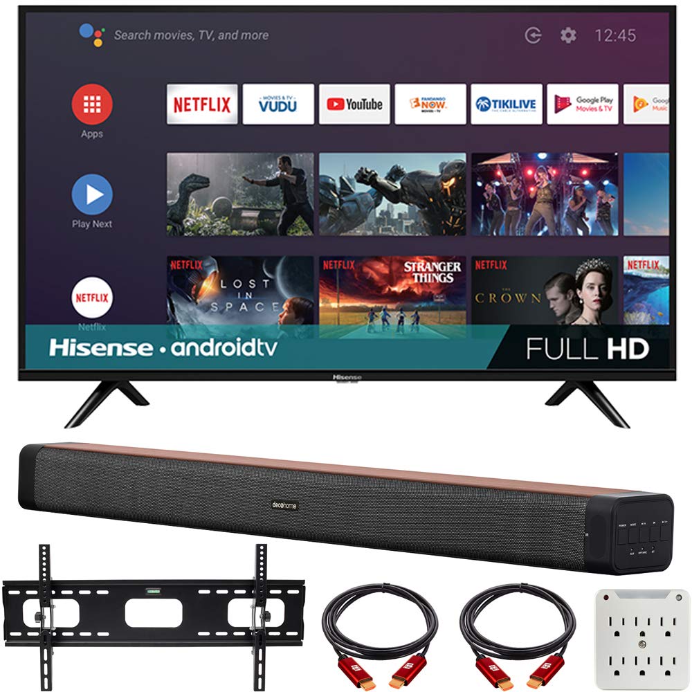 Hisense 43H5500G 43-Inch H55 Series FHD Full HD Smart Android TV with DTS Studio Sound Bundle with D