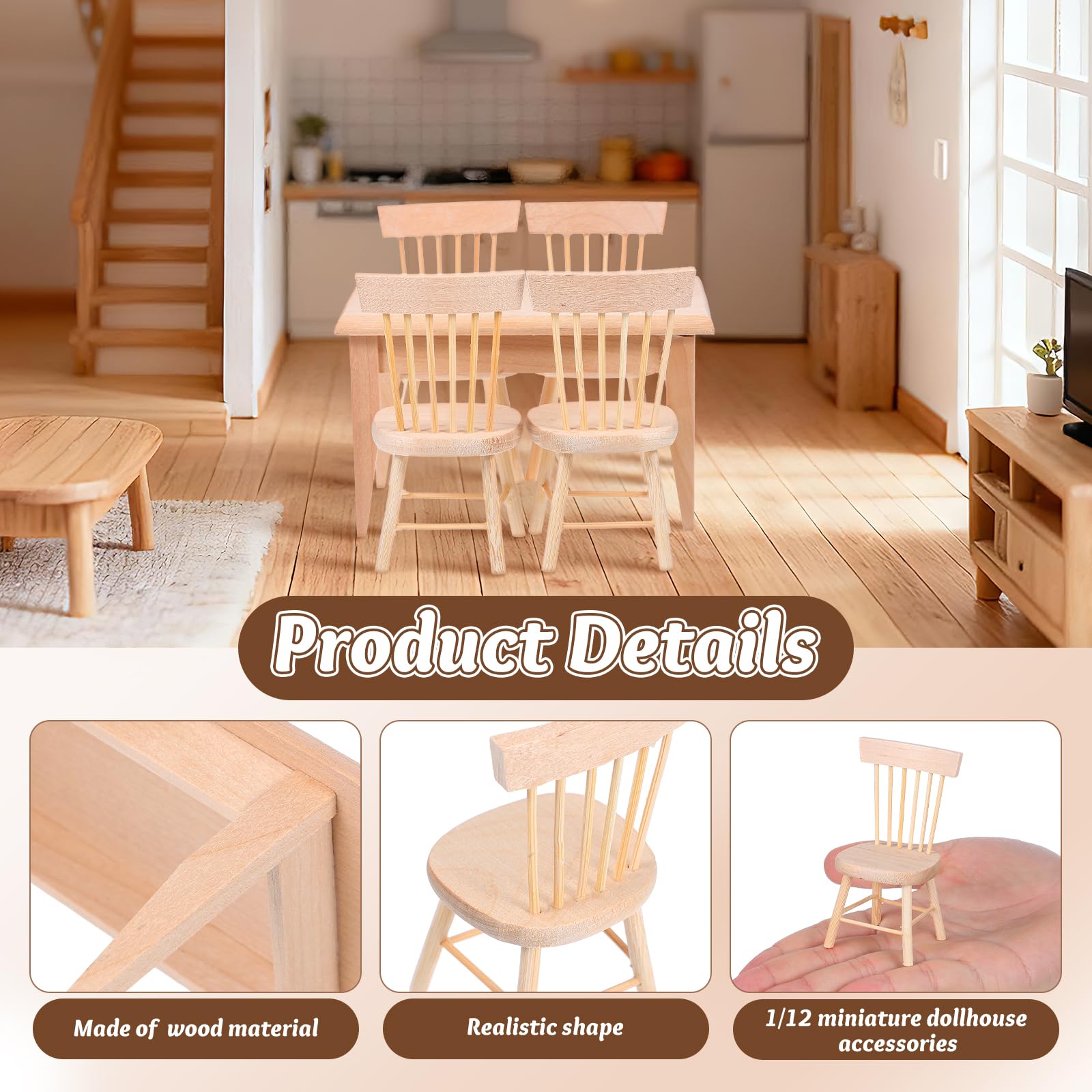 TOYANDONA 5 pezzi casa delle bambole tavolo in legno miniatura tavolo tavolo tavolo da pranzo set mobili mini accessori per casa delle bambole fate giardino