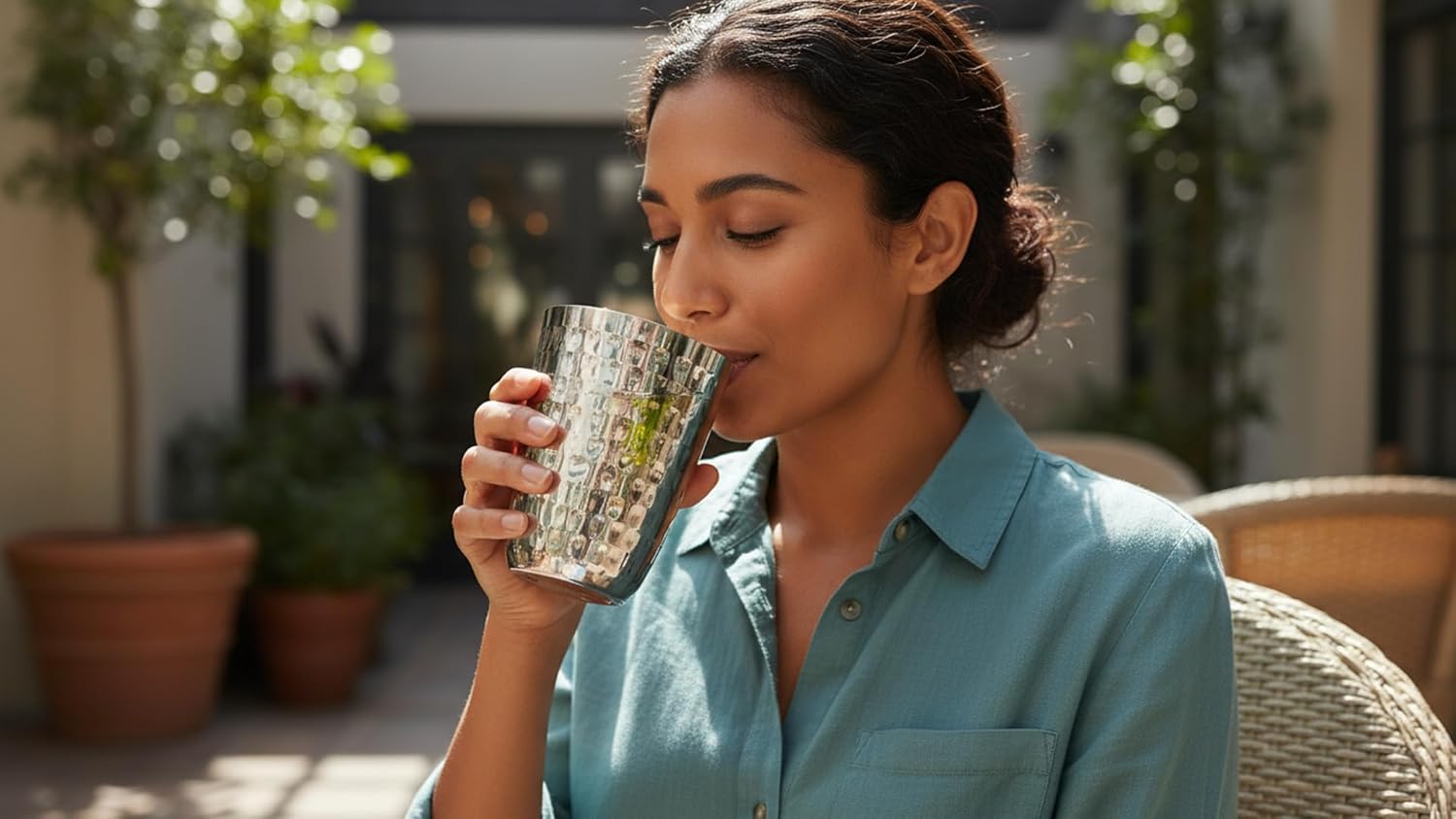 Set of 4 - 11 Oz Stainless Steel Drinking Glasses Metal Tumblers, Unbreakable Shatterproof Pint Cups for Water, Juice, Milk, Coffee, Tea, Cold Beer & Cocktails, Stackable Cups for Home Bar & Camping - Image 5