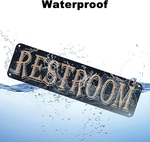 Miniatura 5 de Letrero de metal vintage para puerta de baño, para oficinas, negocios, restaurantes, 4 x 16 pulgadas