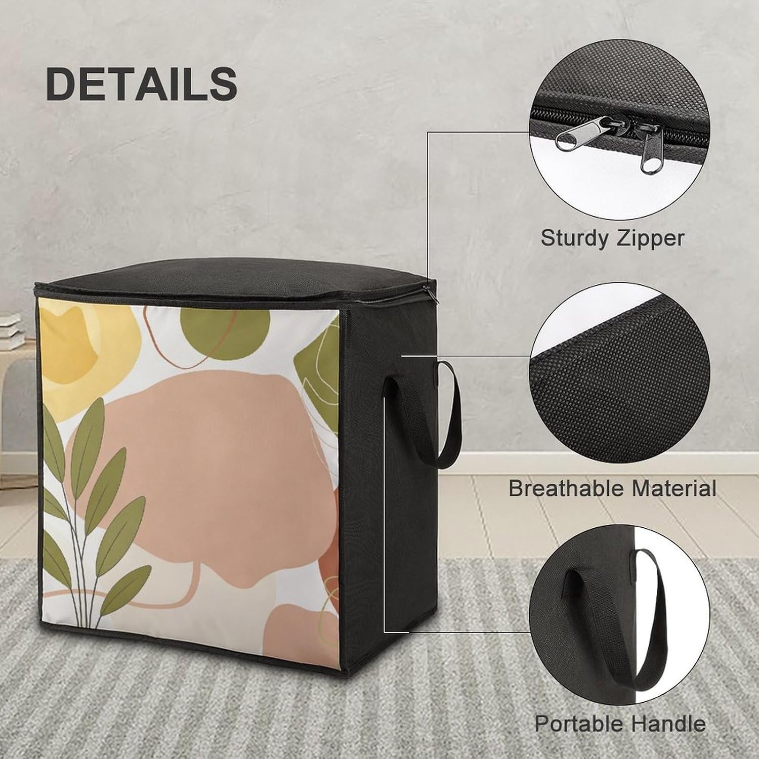 Macaron Organic Abstract Comforter Storage Bag Moving Bag | Clothes Storage Bins-70L,Moving Bag With Dual Handles For Easy Carrying, Zipper Design Durability for Home,Bedroom,Closet