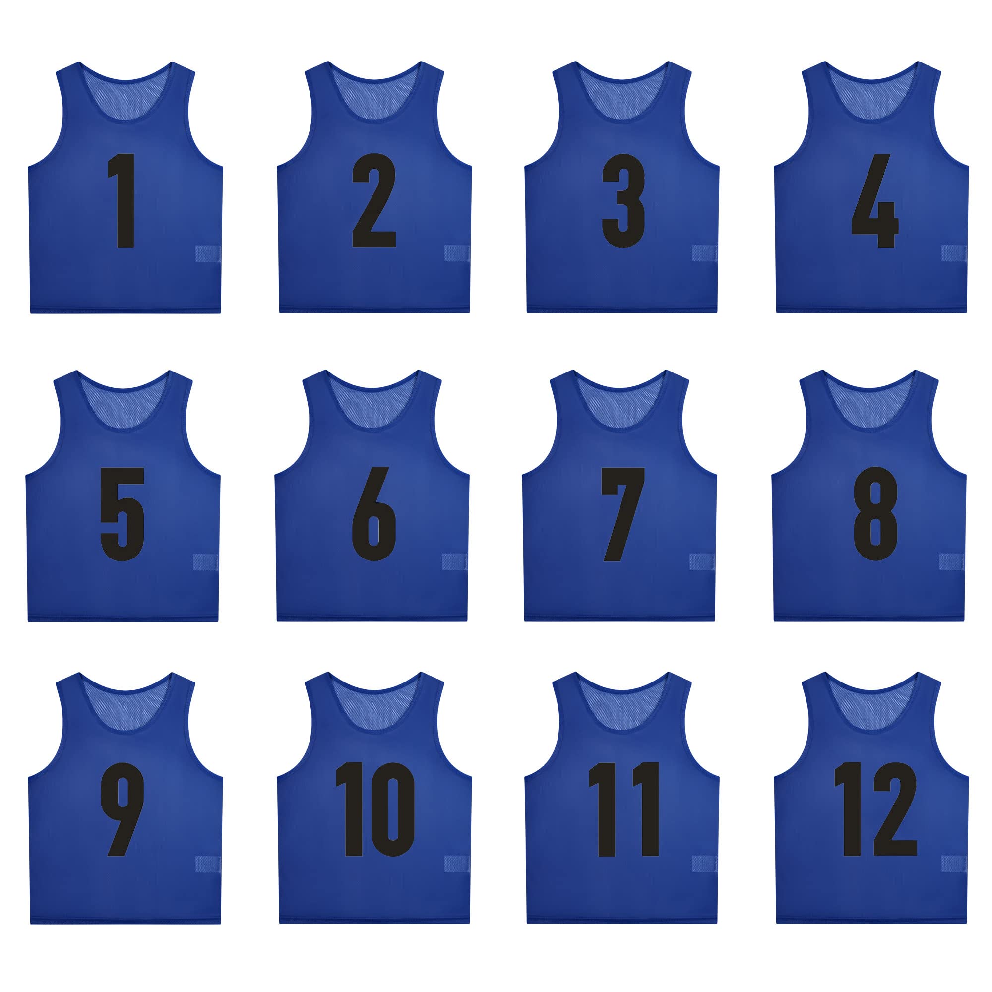 SHIJIXING 12 Packï¼Ë†1-12ï¼â€° Numbered Pinnies/Scrimmage Vest/Team Practice Jerseys for Basketball, Soccer, Football (L, 1-12 Dark Blue)-image-28