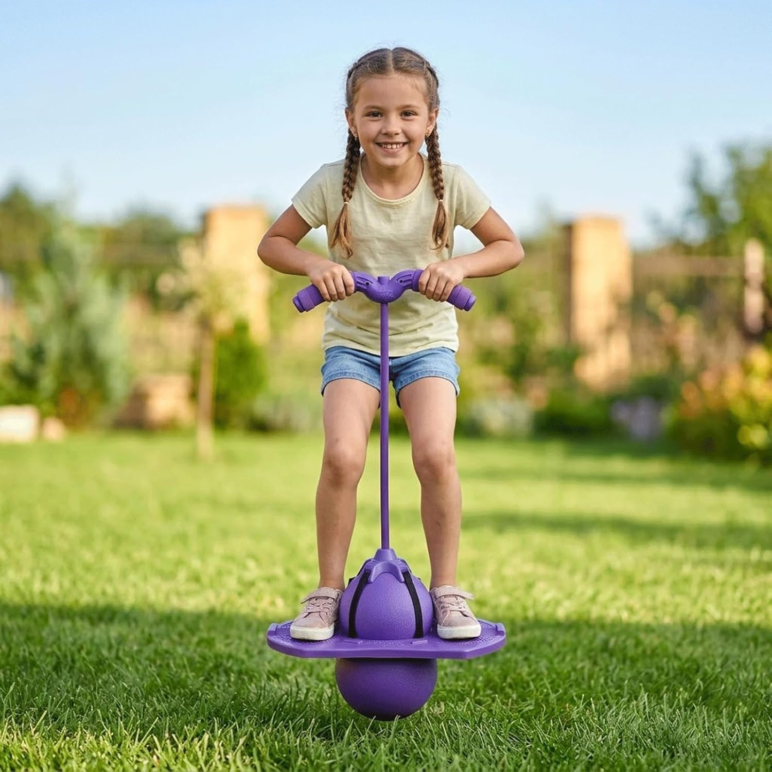 Balance Jumping Ball，2026 Jumping Ball Pogo Jumper with Handle and Pump Pogo Hopping Blaster，for Childrens Adults for Indoor Outdoor Fun (Pink)