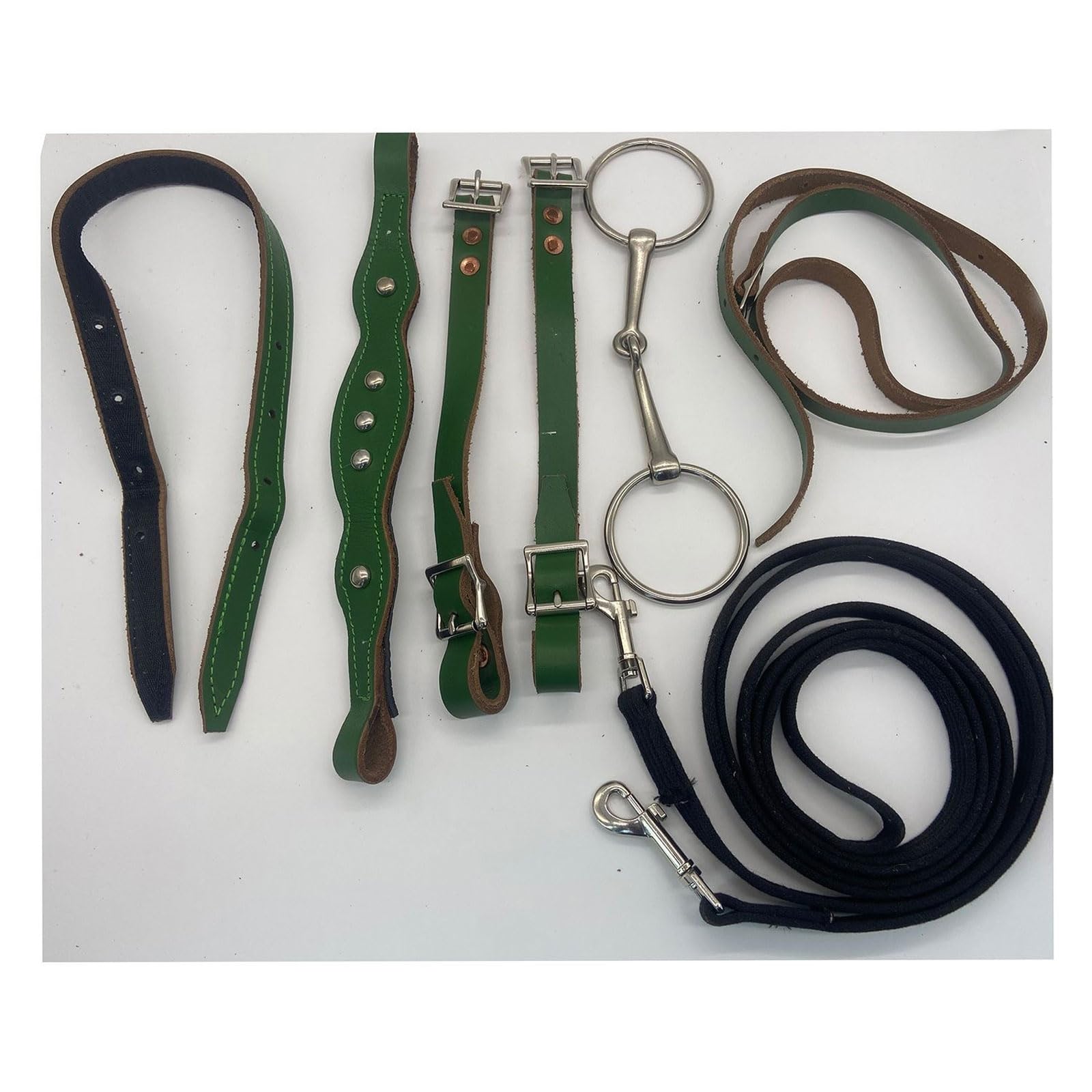 Cabeza de jaula de nylon pesada ajustable, Brida anatómica for caballos Hobby, casco acolchado cómodo, brida de exhibición, doma de salto, verde