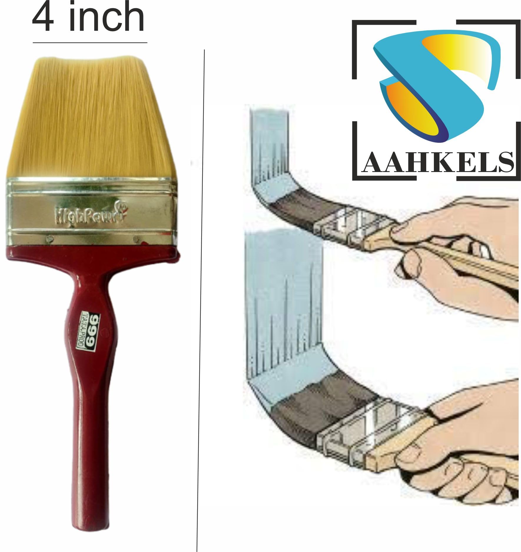 AAHKELS Combo Pack Set - 1 LTR Thinner, 4 Inch Paint Brush, 4 Inch Roller with Handle - Professional Paint Tools with Treated Plastic Handle for DIY Paint, Home, Furniture, Fences, Wall Trim 2