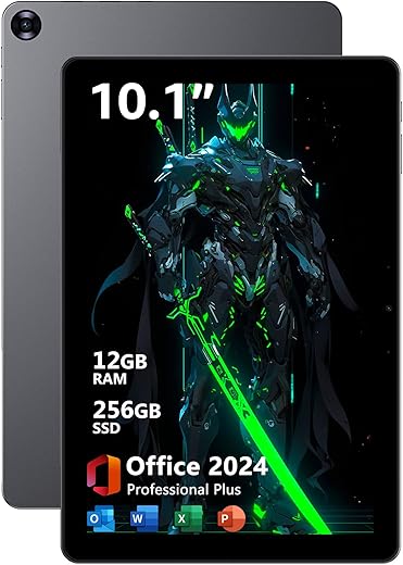 AE86 10.1" Window 11 Pro Tablet PC 12GB RAM 256GB SSD, Intel Core m3 Processor (up to 3.4 GHz), HD Touchscreen, BT5.0 WiFi 5, Type-C, Micro HDMI, Dual Webcam, Space Gray (Keyboard Sold Separately)