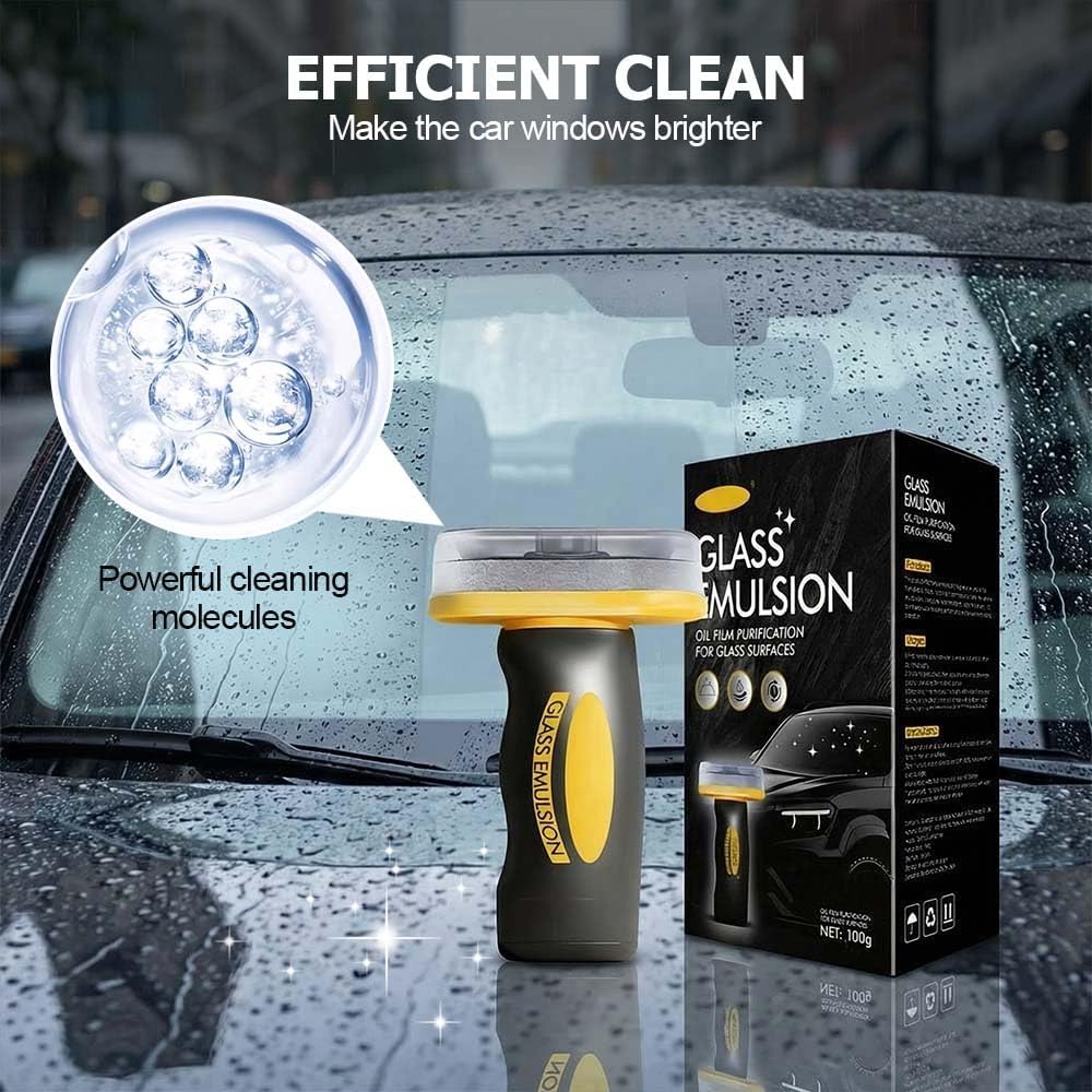 Handheld Glass Oil-Film Remover, Automotive Glass Cleaner, Removes Smudges & Oil Film for Improved Windshield Clarity (4PC)