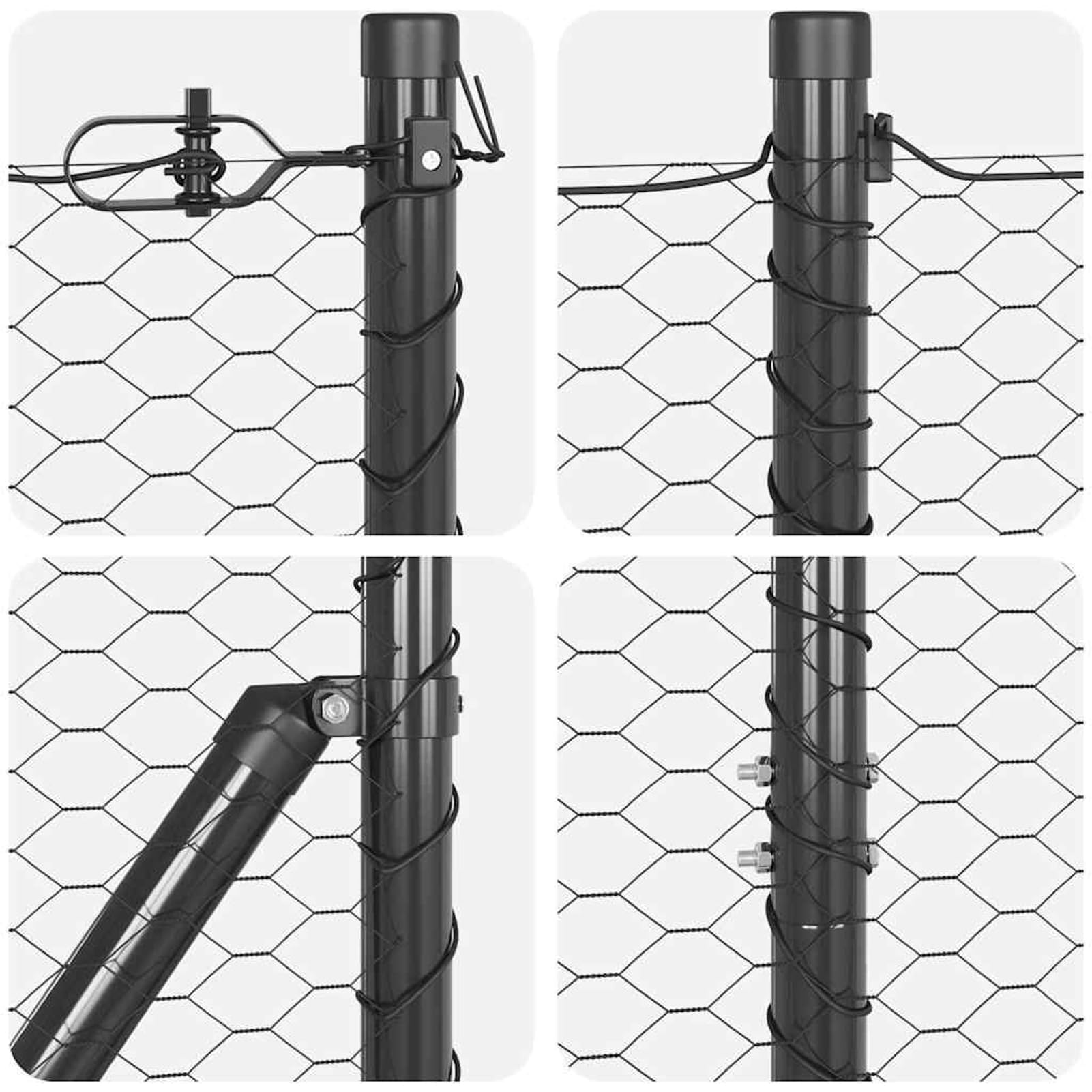 Gecheer Sechseckdrahtzaun Set, PVC-beschichteter Stahl mit 26 Pfosten und Spannern, Maschenweite 36x54-68mm, 50x1,2m for Garten Terrasse Hof Einfriedung