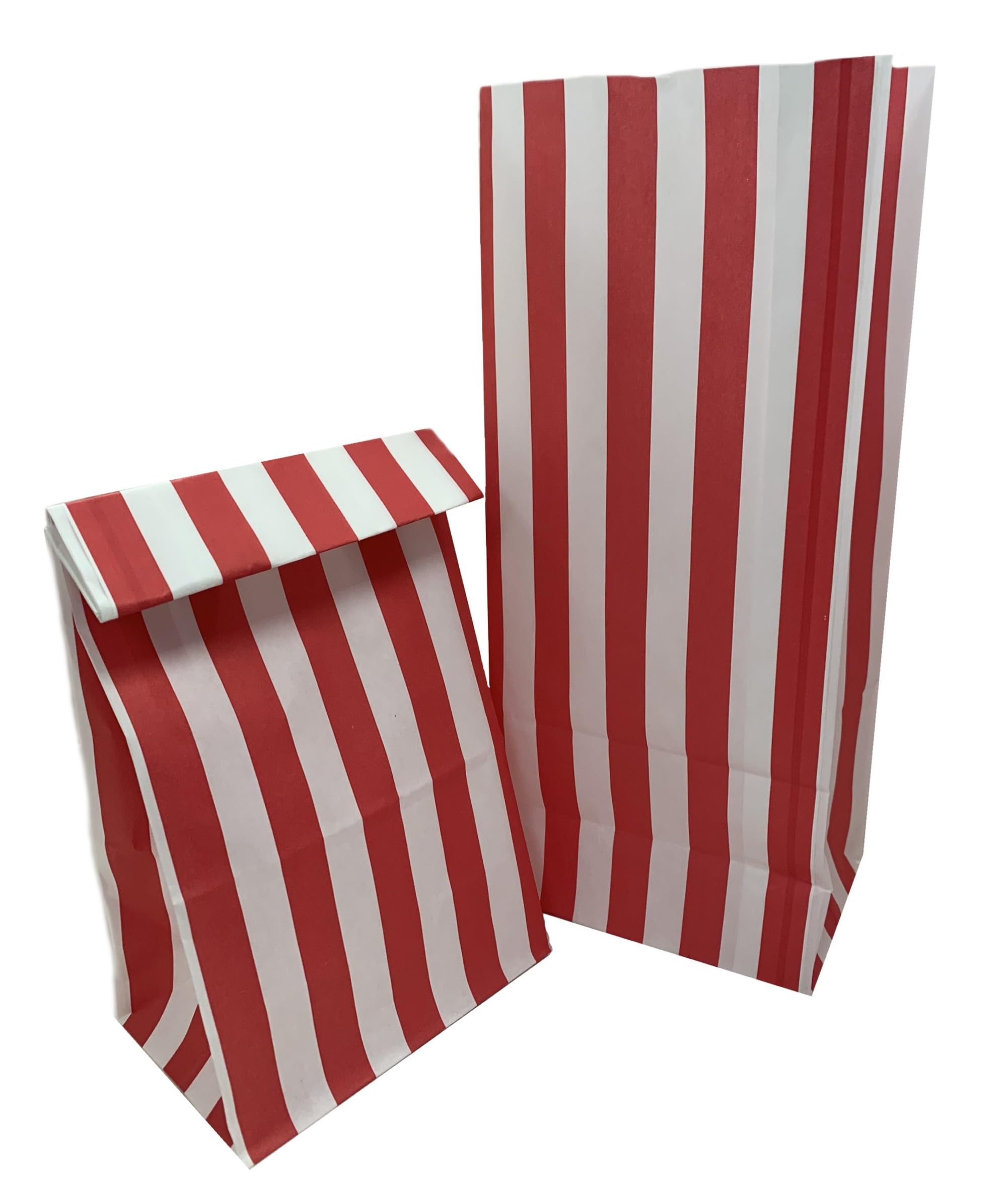 Candy Striped Stripe Pick n Mix Bag - Party Candy Sweet Bags for Party Fillers - Recyclable & Environmentally Friendly - (Red, 72)