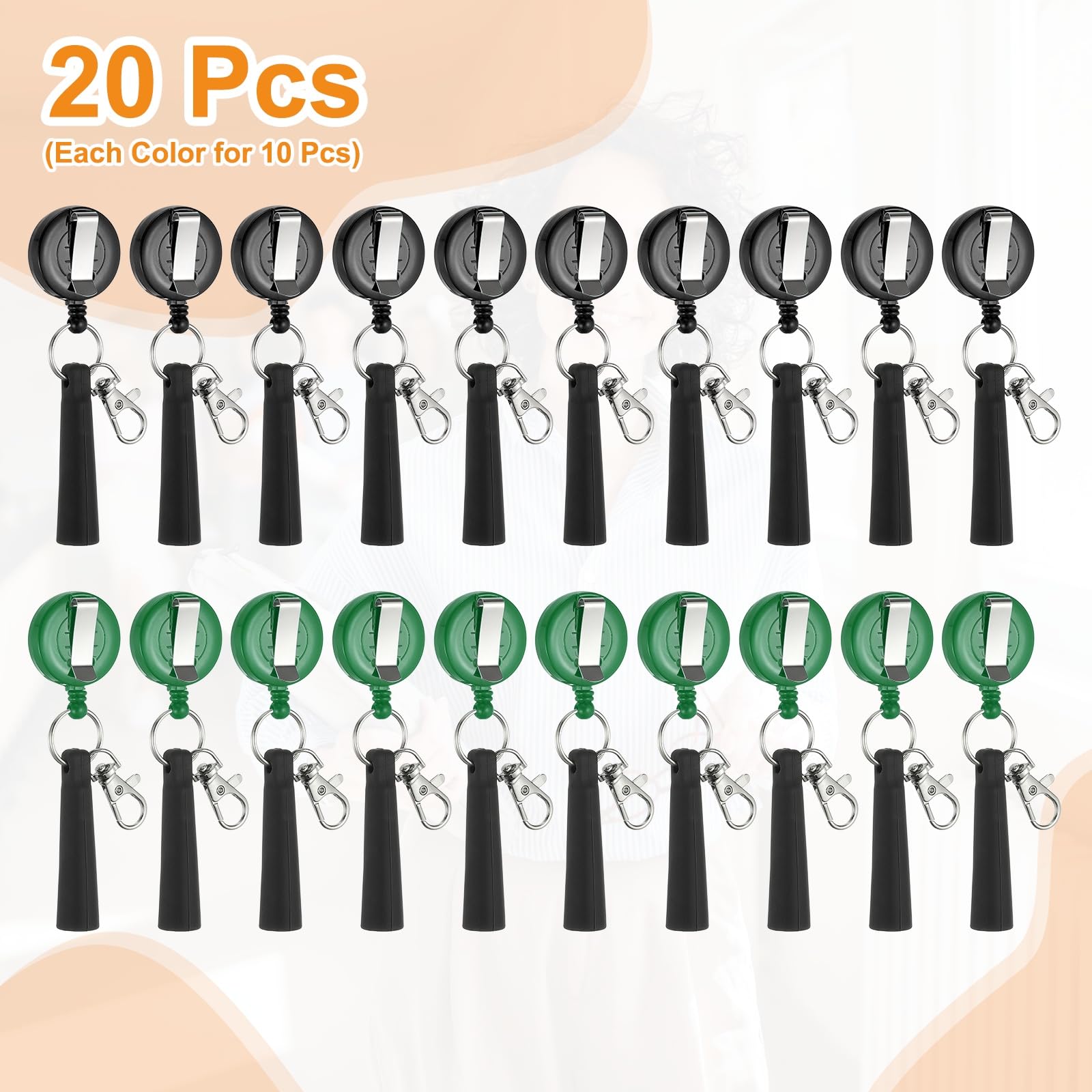 PATIKIL Retractable Pen Holder, 20Pcs Pull Pen Pencil Holder Elastic Silicone Grip Pencil Holder for Woodwork Bricklayer Markers and Carpenter Pencils, Green/Black - Image 3