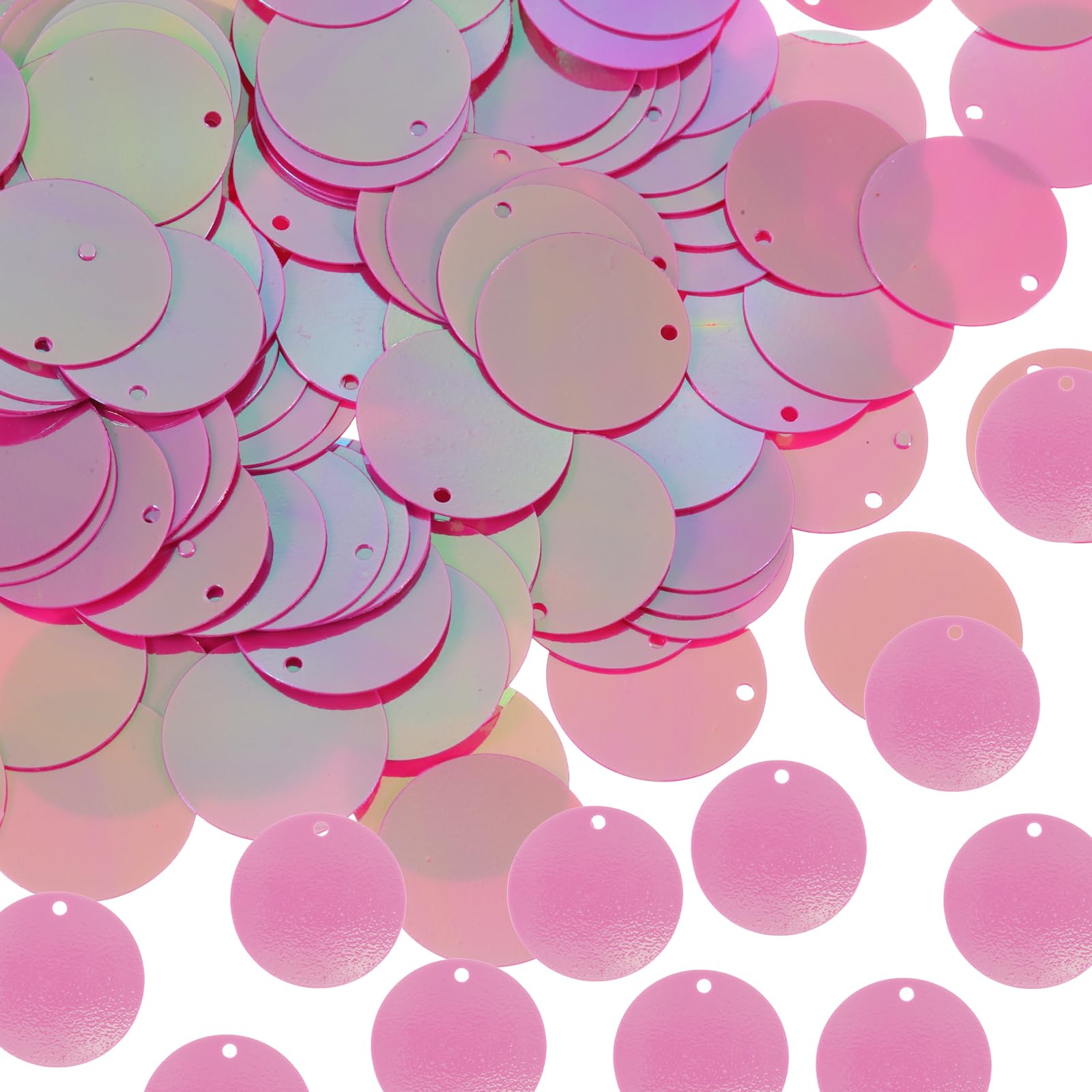 sourcing map 700 Pcs Flat Round Sequins 15mm/0.6 Inch Loose Paillettes Craft Sewing Sequins with Single Side Hole for DIY Embroidery Clothing Jewelry Making, AB Rose Red