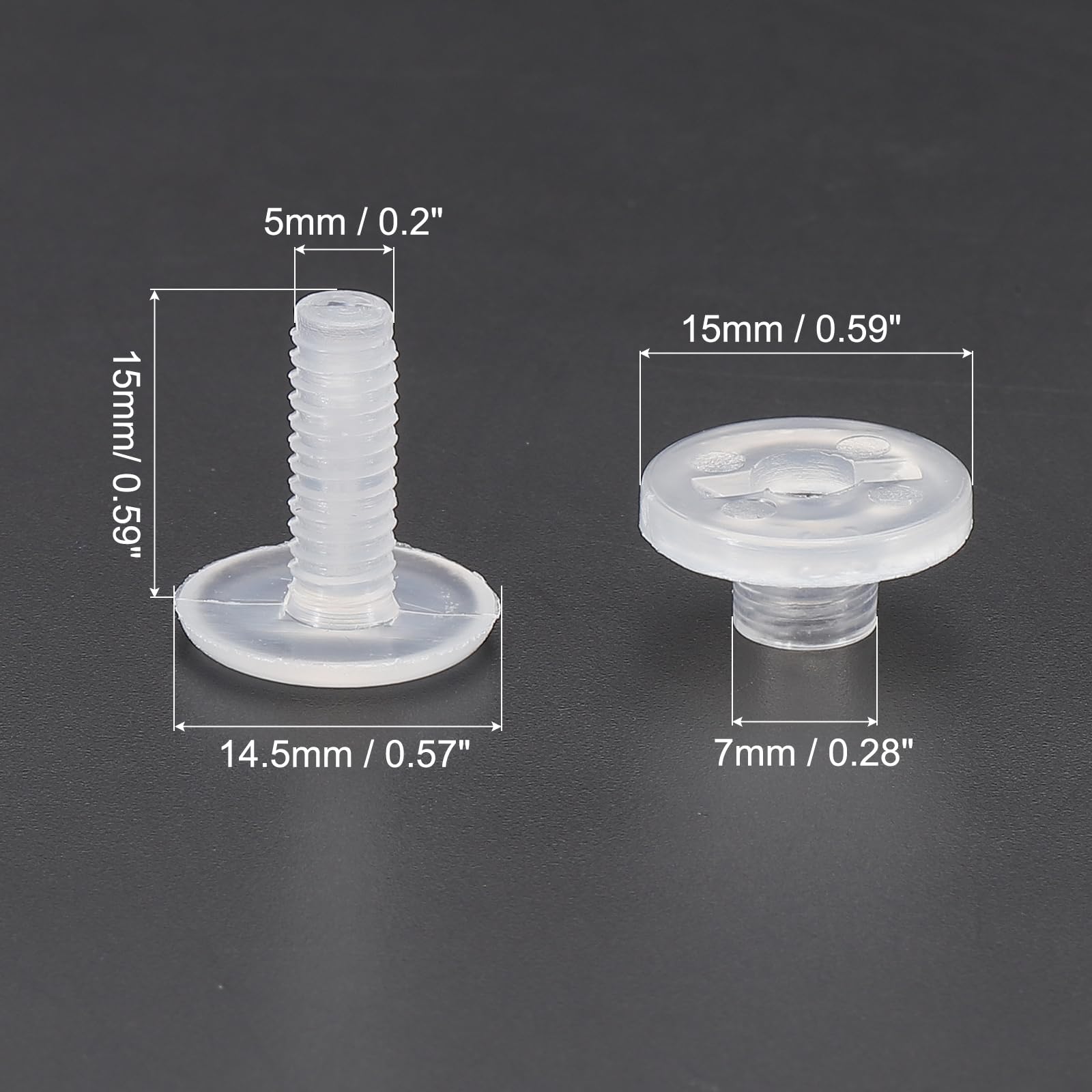 PATIKIL 5mm Chicago Screws – 40 Sets Plastic Binding Post Screws, Slotted Head, 5.5mm OD, White, For Leather Belts & Scrapbooks
