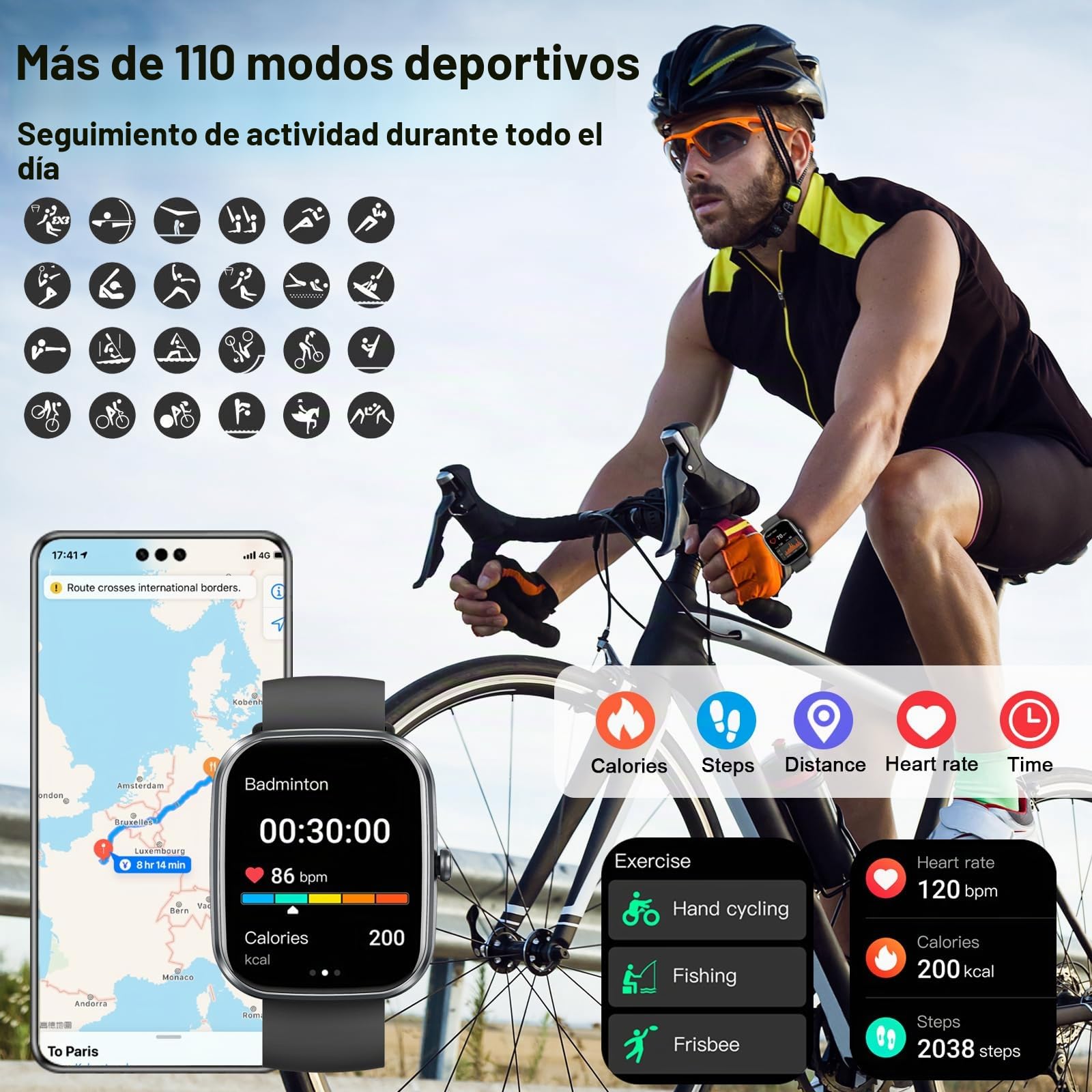 uaue Reloj Inteligente Mujer Hombre, IA Interactiva Smartwatch con Llamadas Bluetooth, 1.91'' HD Smart Watch 110+ Modos Deportivo con ChatGPT, IP68 Monitor Cardíaco/Sueño Pulsera Actividad Android/iOS