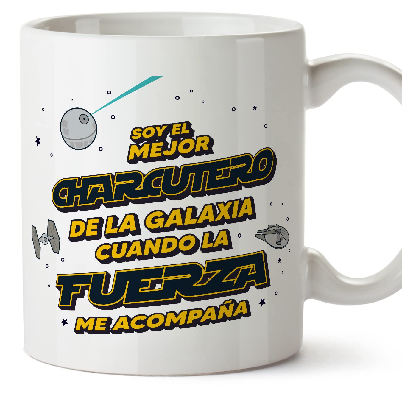 MUGFFINS Tazas para JEFE hombre - En Español - Mejor de la Galaxia Cuando Fuerza me Acompaña - 11 oz / 330 ml - Regalo original y divertido — view 515