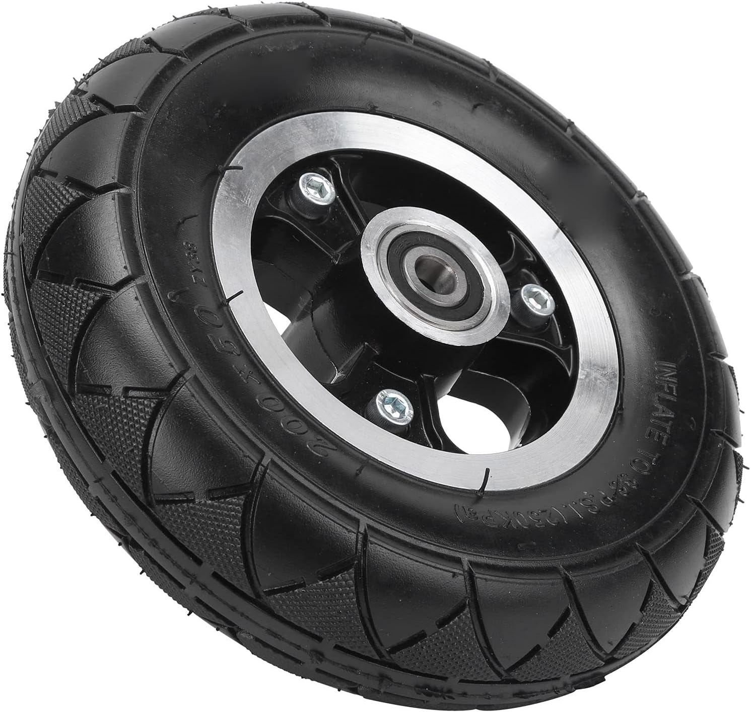 Keenso Electric Scooter Solid Tire, 8 Inch Rubber Tires Anti-Skid 200x50 Wheel Rim and Tires Set with Alloy Rims