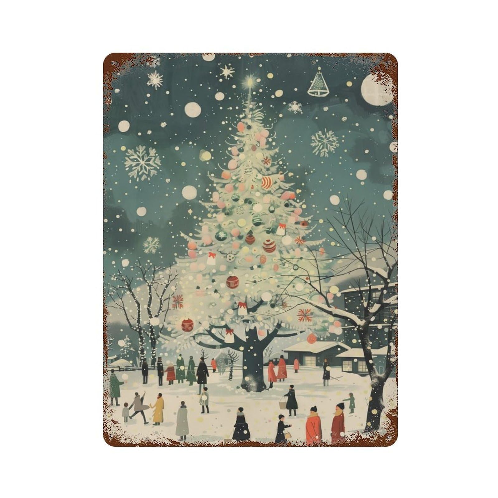 Distressed Metal Wall Sign with Christmas09 Design 15.7"x11.8", for Living Room, Hallway And Home Decor, Vintage Wall Decor